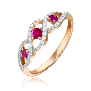 Кольцо из красного золота с рубинами и бриллиантами 01-1579-00-107-1110-30
