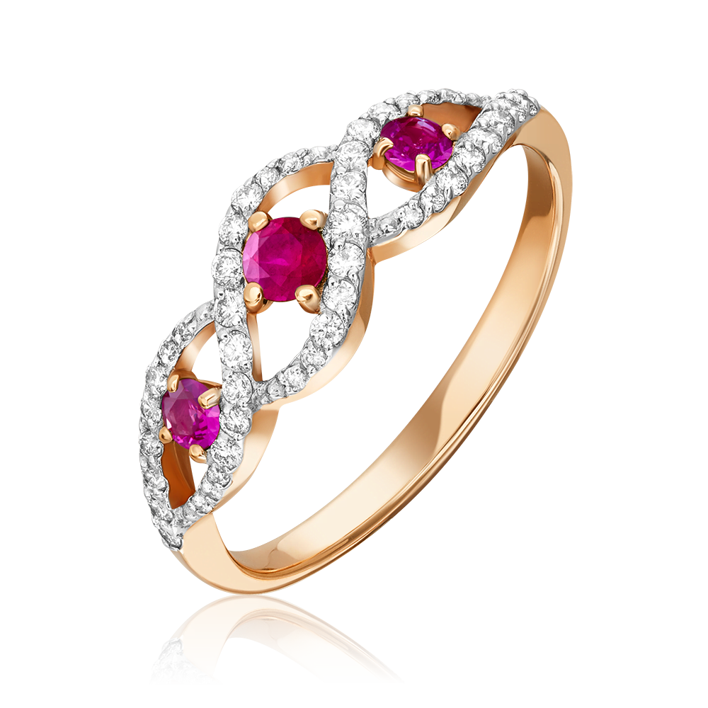 Кольцо из красного золота с рубинами и бриллиантами 01-1579-00-107-1110-30