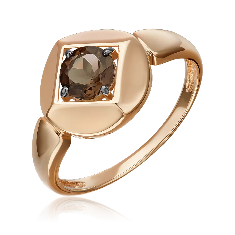 Кольцо из красного золота с кварцем дымчатым 01-5827-00-202-1110