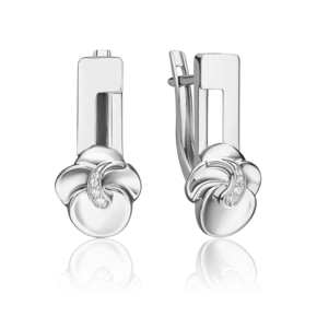 Серьги с английским замком из белого золота с бриллиантами 02-5020-00-101-1120