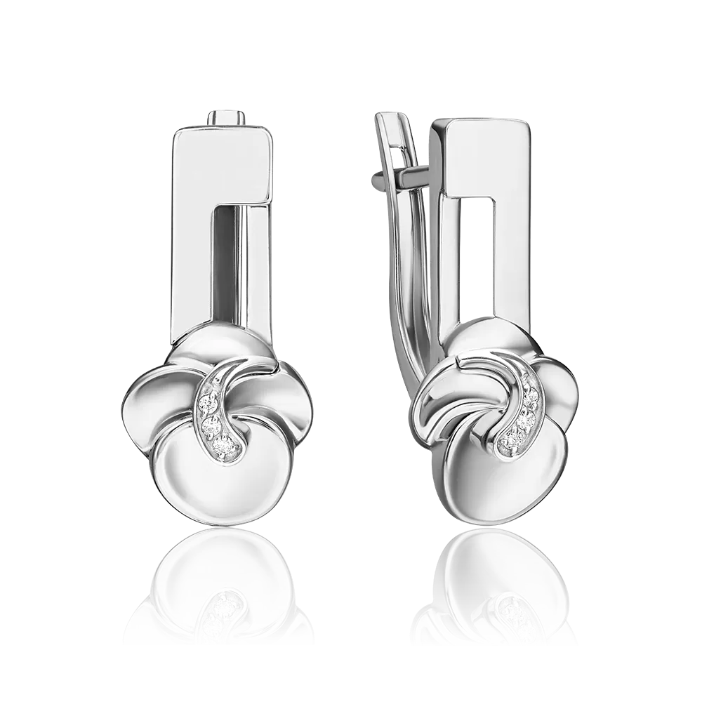 Серьги с английским замком из белого золота с бриллиантами 02-5020-00-101-1120