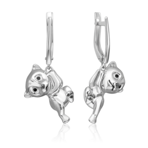 Серьги «Белые медведи» с английским замком из серебра с эмалью 02-5153-00-000-0200