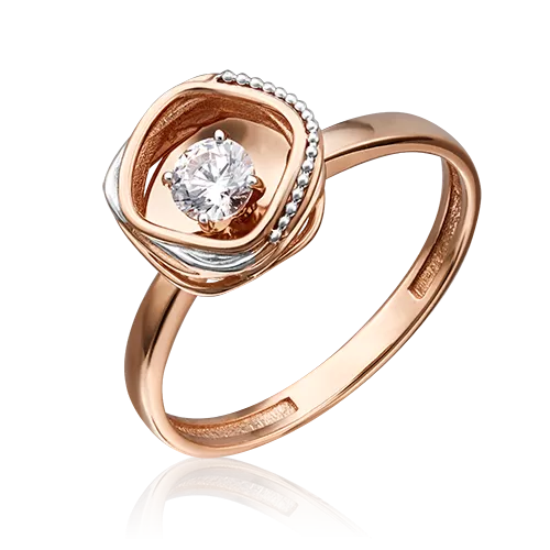 Кольцо из красного золота с фианитом 01-5232-00-501-1110-38