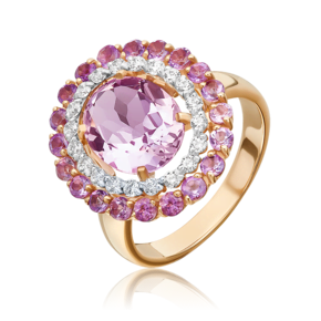 Кольцо из красного золота с аметистами и фианитами 01-4300-00-209-1110-46