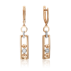 Серьги «Дуэт форм» из комбинированного золота с натуральными топазами white 02-4842-00-201-1111