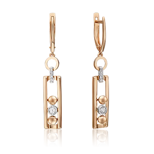 Серьги «Дуэт форм» из комбинированного золота с натуральными топазами white 02-4842-00-201-1111