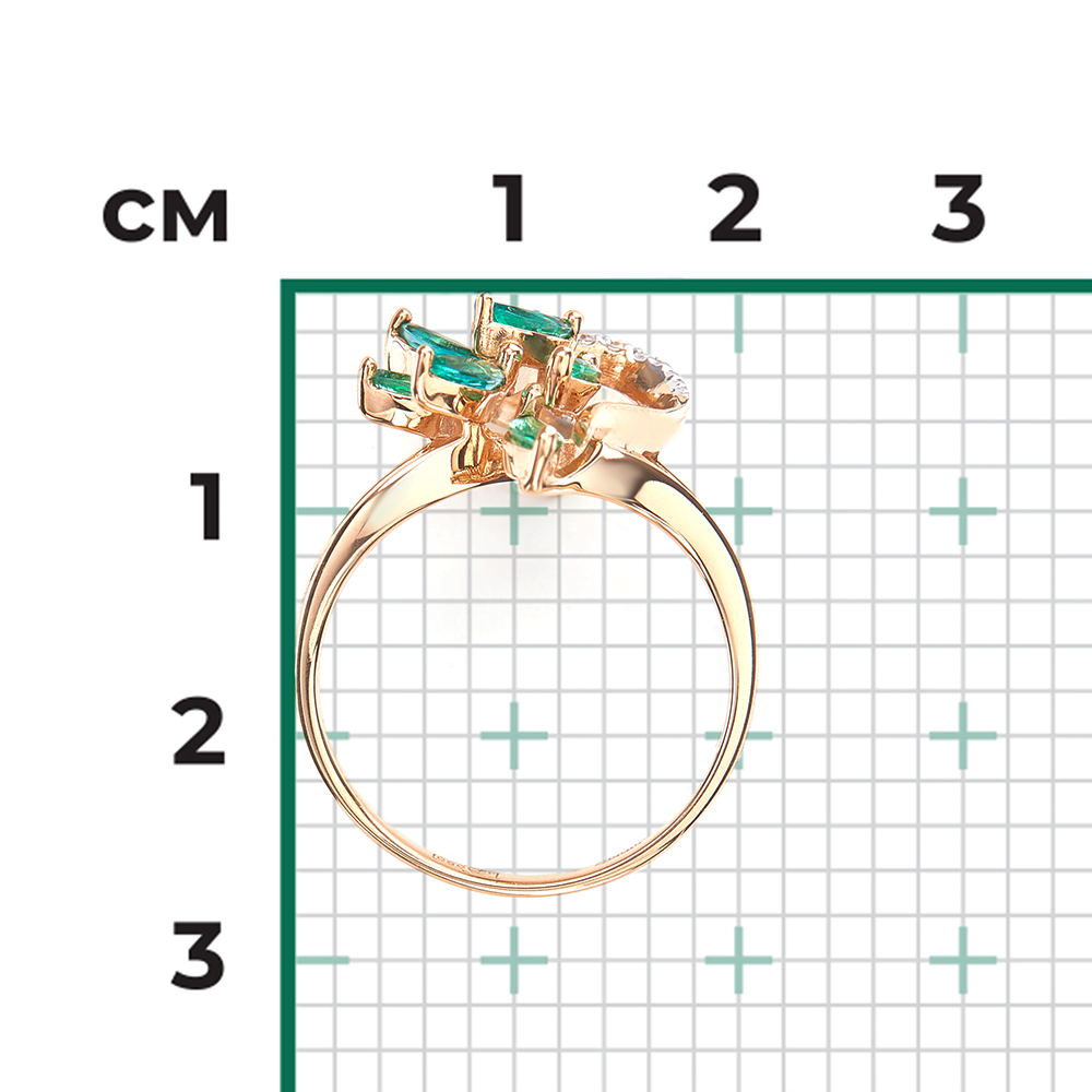 Кольцо из красного золота с изумрудами и бриллиантами 01-1341-00-106-1110-30