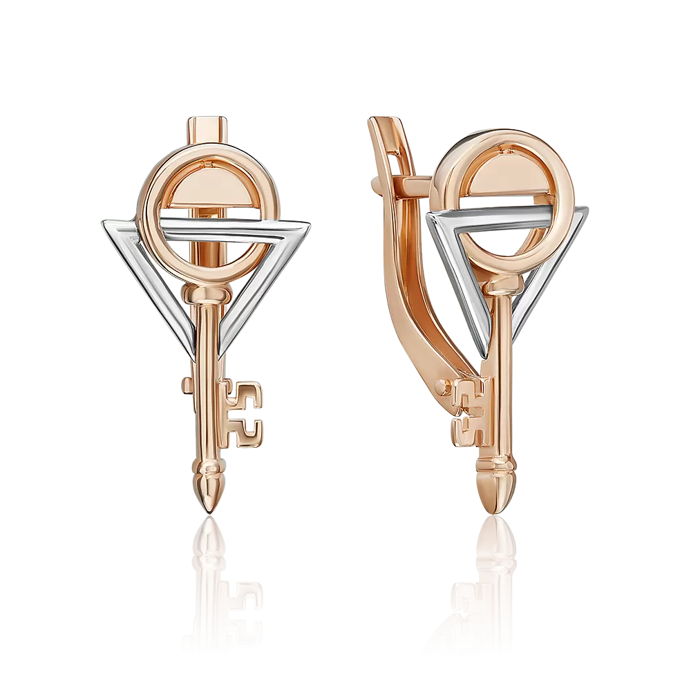 Серьги «Секрет успеха» с английским замком из комбинированного золота 02-5308-00-000-1111