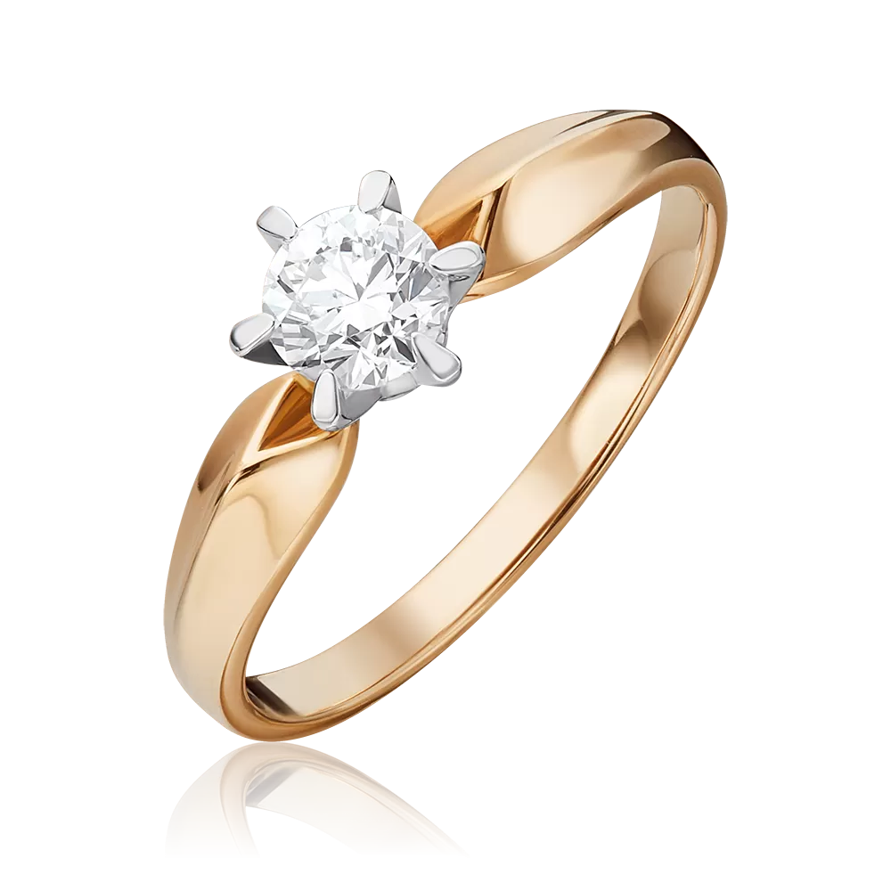 Помолвочное кольцо из комбинированного золота с бриллиантом 01-0920-00-101-1111-30