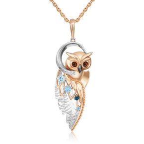 Подвеска «Загадочность» из комбинированного золота с топазами, натуральными топазами white и эмалью 03-3316-00-201-1111