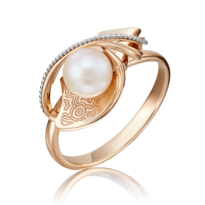 Кольцо из красного золота с жемчугом культивированным 01-5143-00-301-1110-31