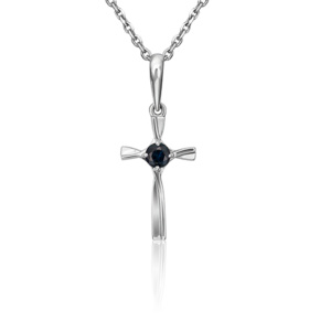 Декоративный крест из платины с сапфиром 03-3091-00-102-2100-30