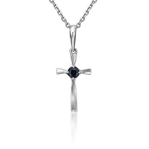 Декоративный крест из платины с сапфиром 03-3091-00-102-2100-30