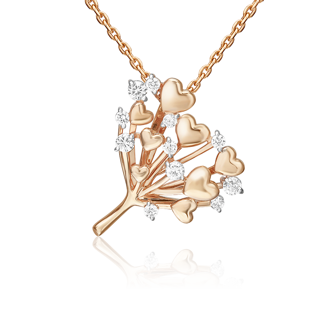 Подвеска «Букет сердец» из красного золота с фианитами 03-3579-00-401-1110