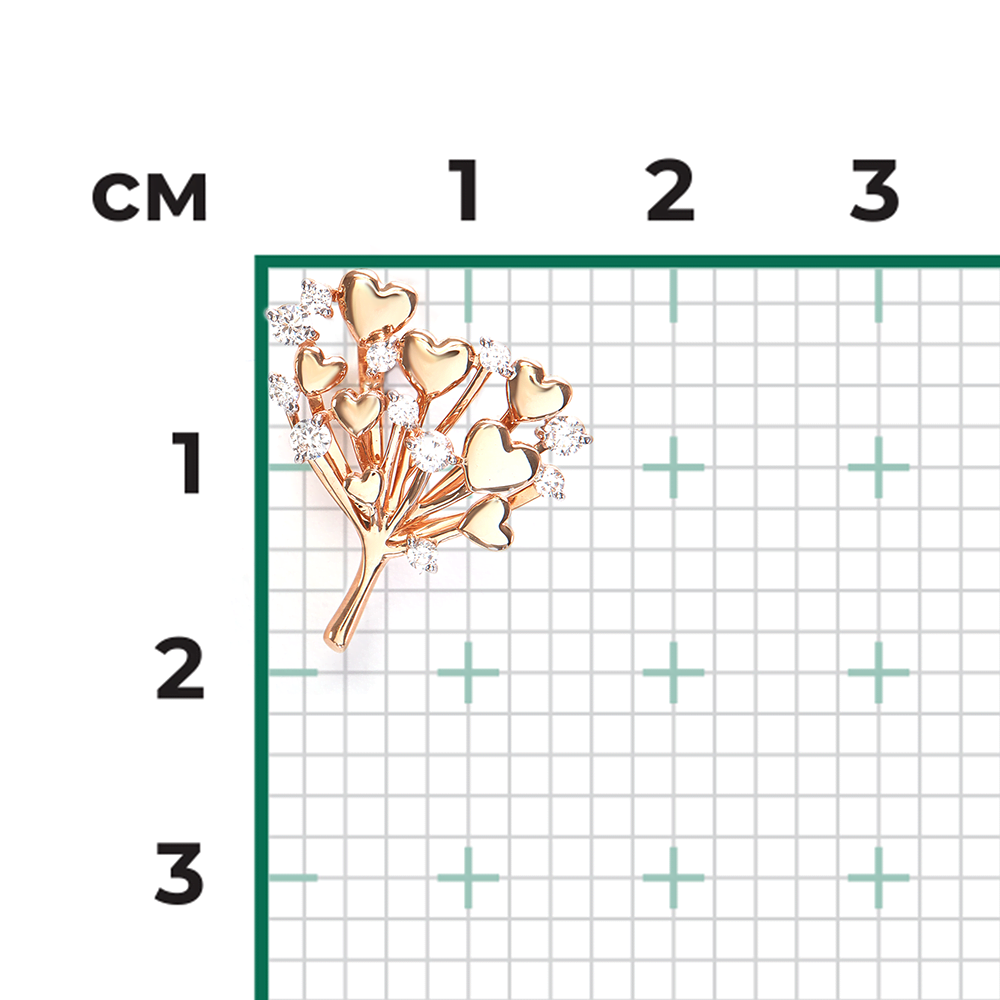Подвеска «Букет сердец» из красного золота с фианитами 03-3579-00-401-1110