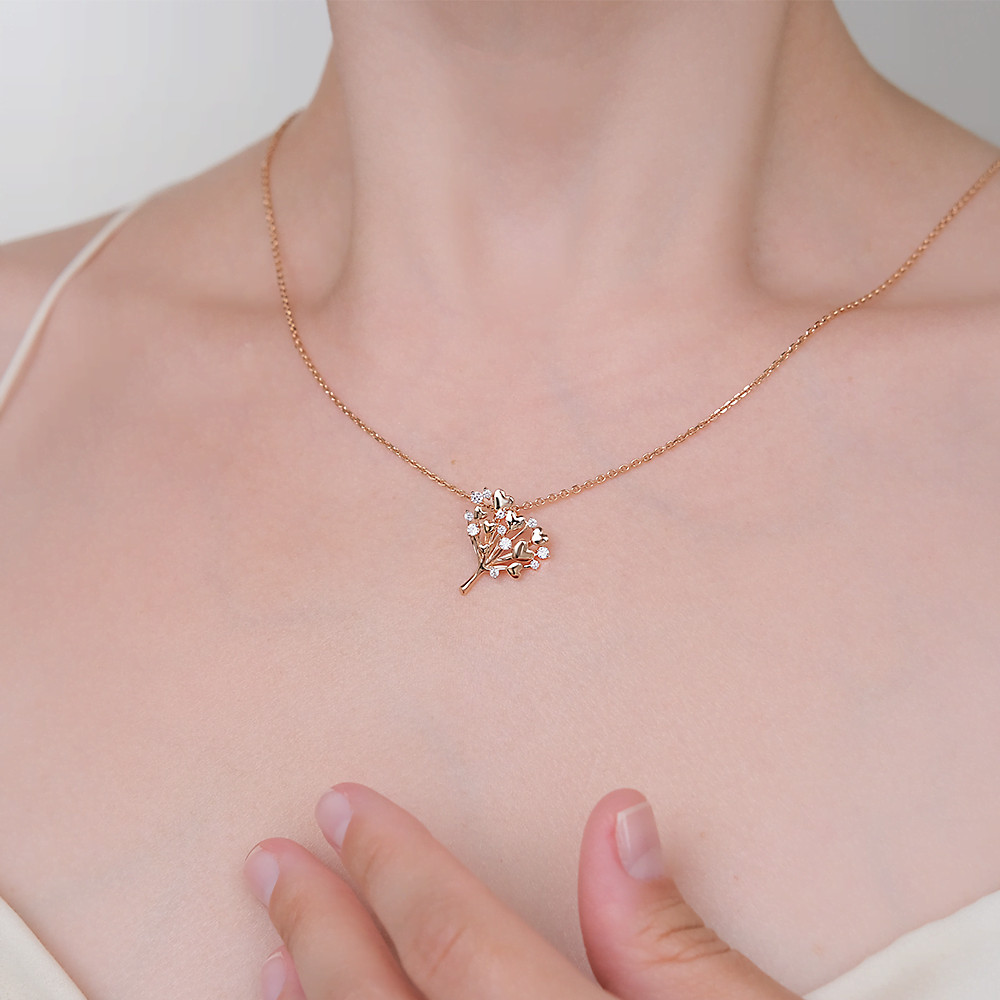 Подвеска «Букет сердец» из красного золота с фианитами 03-3579-00-401-1110