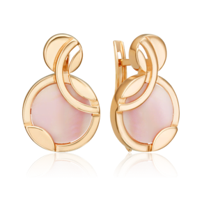 Серьги с английским замком из красного золота с перламутром 02-5456-00-745-1110