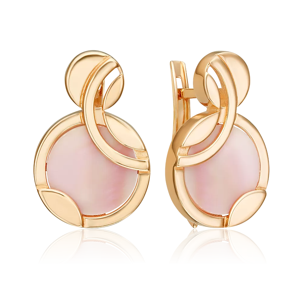 Серьги с английским замком из красного золота с перламутром 02-5456-00-745-1110