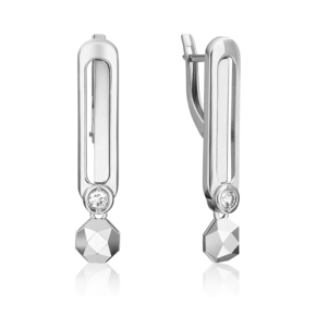 Серьги с английским замком из белого золота с натуральным топазом white 02-5051-00-201-1120