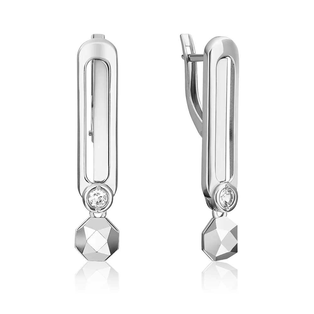 Серьги с английским замком из белого золота с натуральным топазом white 02-5051-00-201-1120