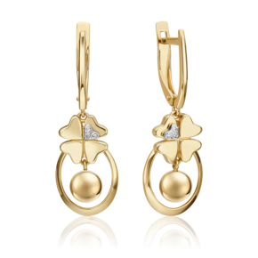 Серьги «Клевер. Незабываемые моменты» с английским замком из комбинированного золота с бриллиантами 02-4816-00-101-1121