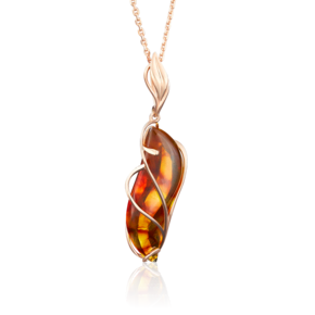 Подвеска из красного золота с янтарём 03-2528-00-271-1110-46