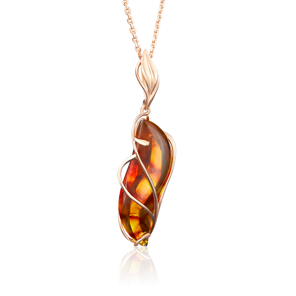 Подвеска из красного золота с янтарём 03-2528-00-271-1110-46