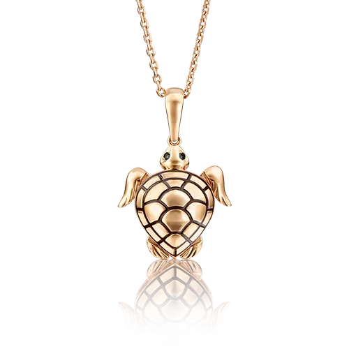 Подвеска «Черепаха» из красного золота с фианитами и эмалью 03-2465-00-402-1110-25