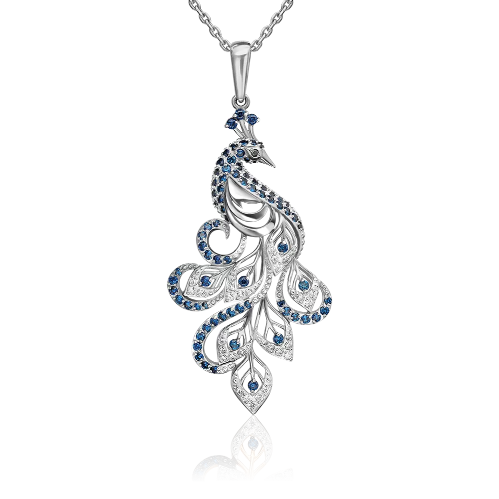 Подвеска «Павлин» из серебра с фианитами 03-2207-00-404-0200