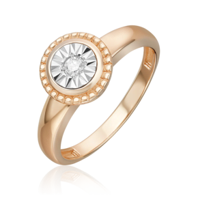 Кольцо из комбинированного золота с бриллиантом 01-5721-00-101-1111