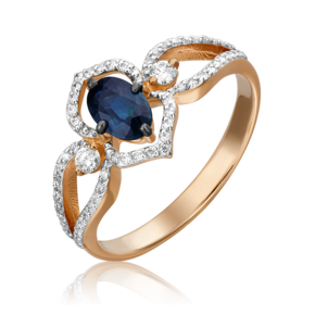 Кольцо из красного золота с сапфиром и бриллиантами 01-1576-01-105-1110-30