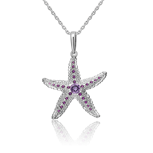 Подвеска «Морская звезда» из серебра с аметистом и эмалью 03-3254-00-203-0200-68