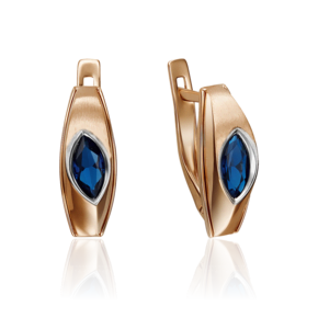 Серьги с английским замком из красного золота с сапфиром 02-4263-00-102-1110-30