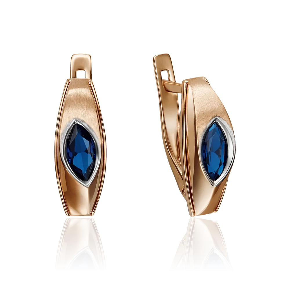 Серьги с английским замком из красного золота с сапфиром 02-4263-00-102-1110-30