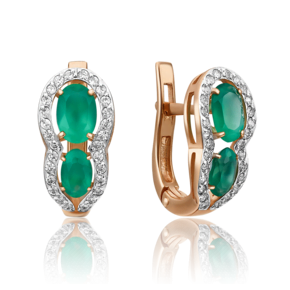 Серьги с английским замком из красного золота с халцедонами и фианитами 02-3118-00-275-1110-47