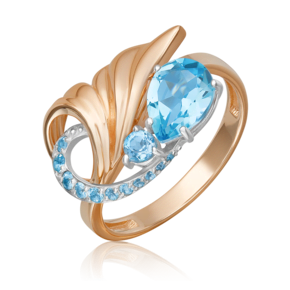 Кольцо «Стихия Воды» из комбинированного золота с топазами 01-5706-00-201-1111
