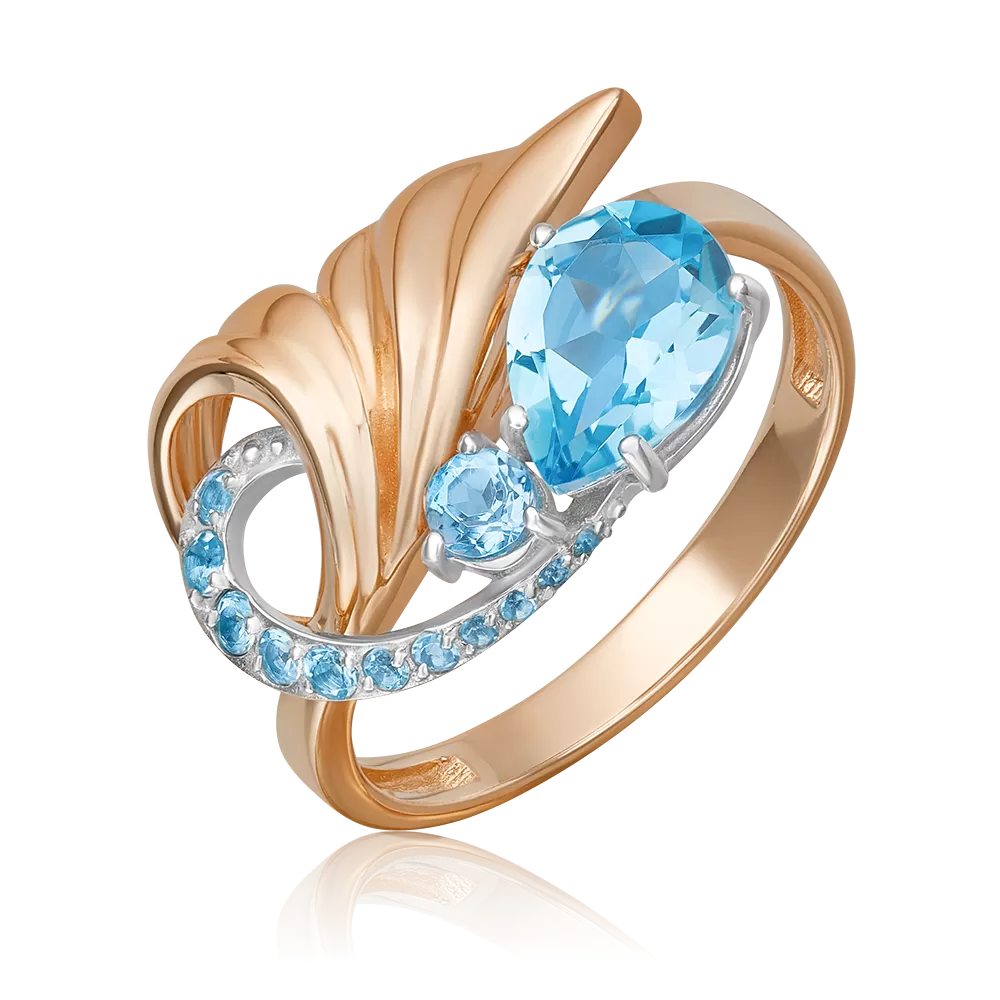 Кольцо «Стихия Воды» из комбинированного золота с топазами 01-5706-00-201-1111