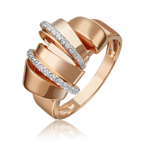 Кольцо из красного золота с фианитами 01-5419-00-401-1110-48