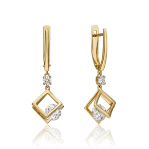 Серьги с английским замком из лимонного золота с фианитами 02-4574-00-401-1130