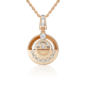 Подвеска «Знак зодиака Весы» из комбинированного золота с фианитами 03-3463-07-401-1111