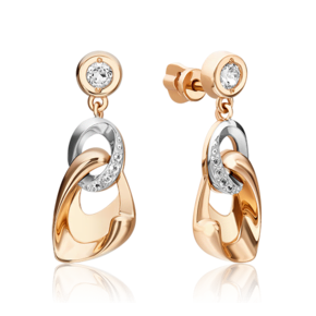 Серьги-пусеты «Настроение» из комбинированного золота с натуральными топазами white 02-4845-00-201-1111