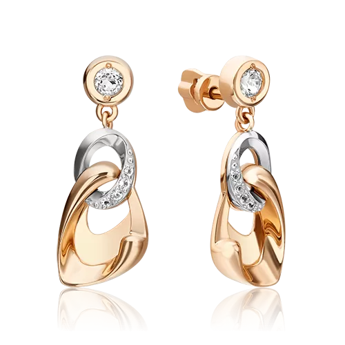 Серьги-пусеты «Настроение» из комбинированного золота с натуральными топазами white 02-4845-00-201-1111