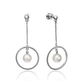 Серьги-пусеты из белого золота с жемчугом культивированным 02-4398-00-301-1120-31