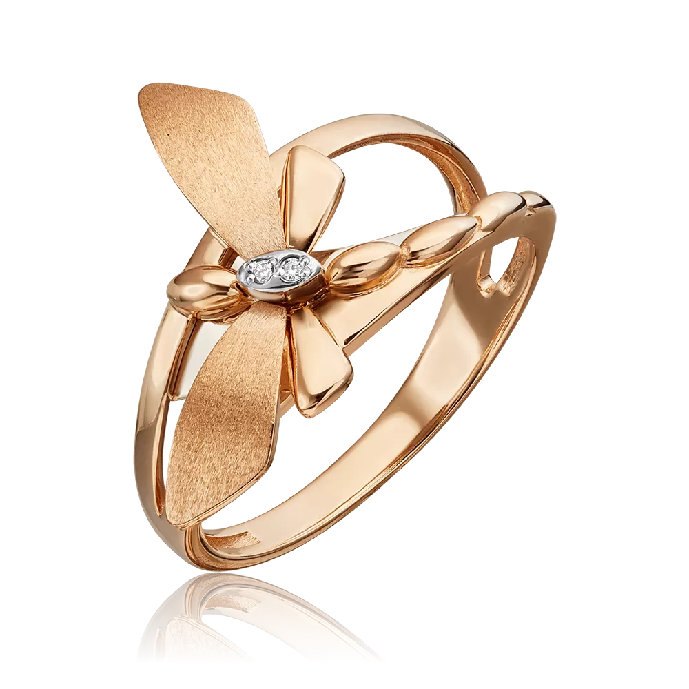 Кольцо «Стрекоза. Ценность настоящего» из комбинированного золота с бриллиантами 01-5494-00-101-1111