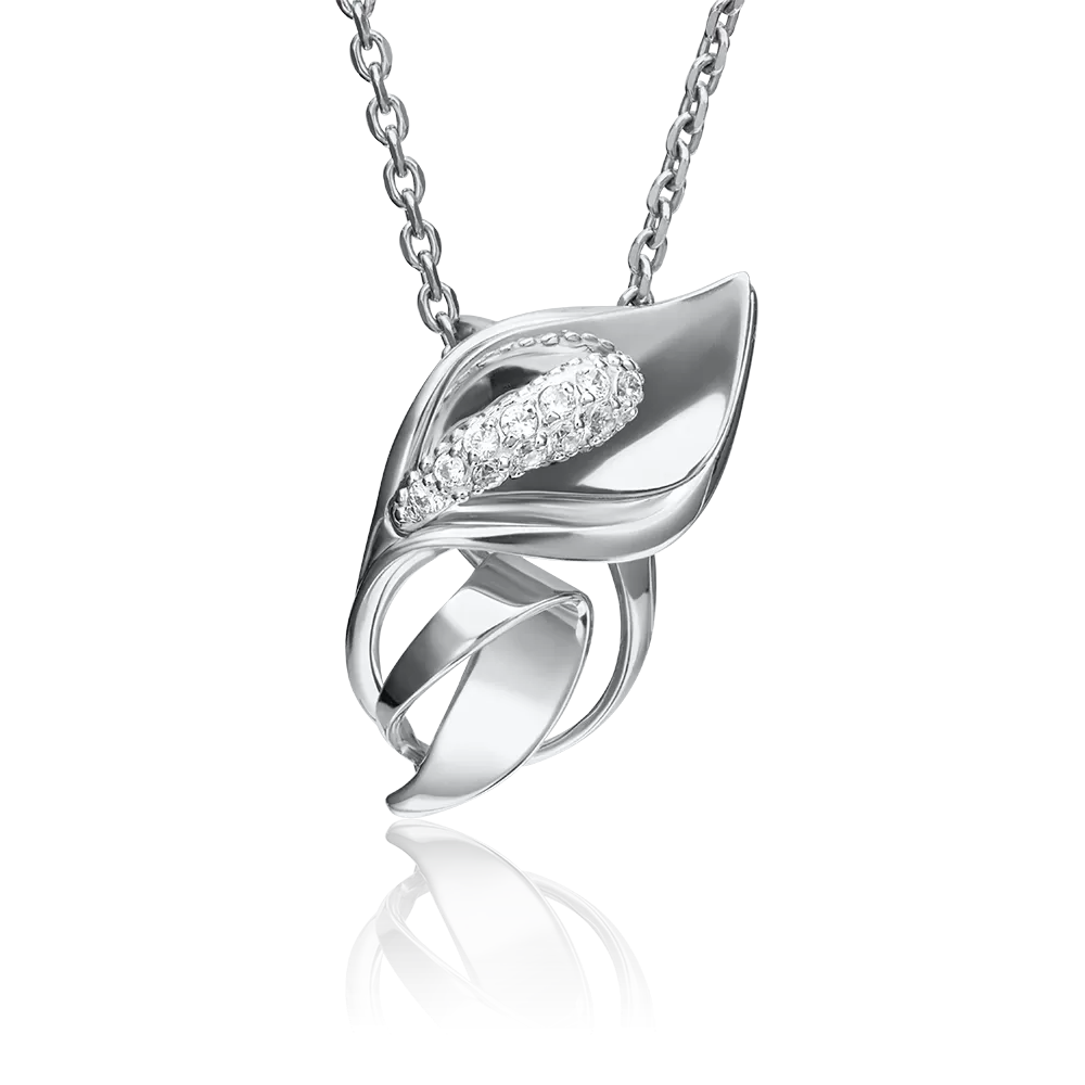 Подвеска «Калла» из белого золота с фианитами 03-2936-00-401-1120-23