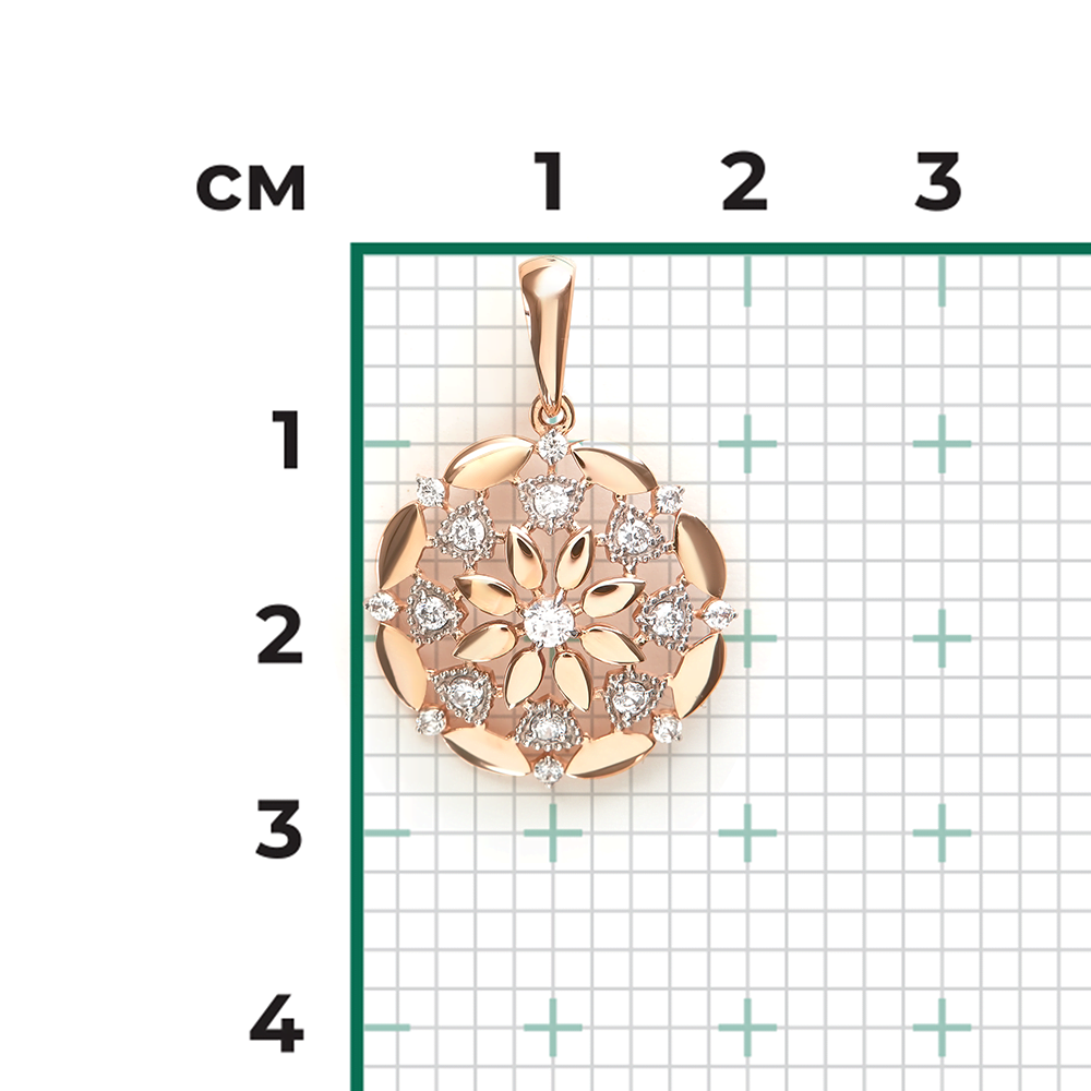 Подвеска «Витраж» из красного золота с фианитами 03-3643-00-401-1110