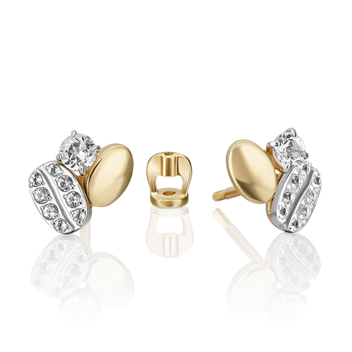 Серьги-пусеты из комбинированного золота с натуральными топазами white 02-4913-00-201-1121