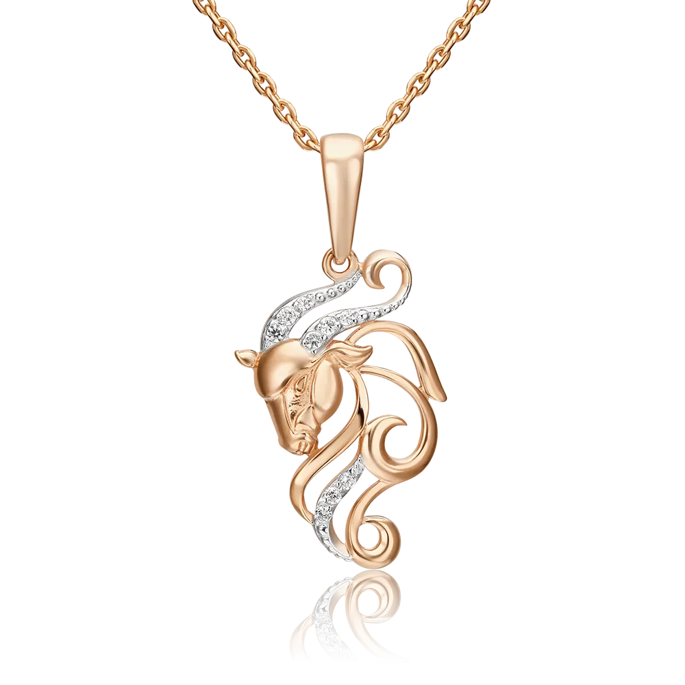 Подвеска «Знак зодиака Козерог» из красного золота с фианитами 03-1987-09-401-1110-03