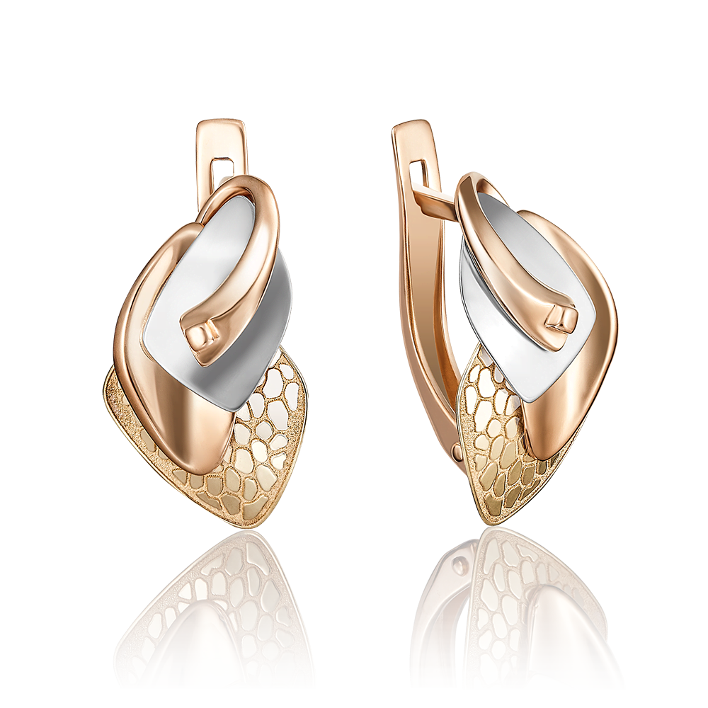 Серьги с английским замком из комбинированного золота 02-4065-00-000-1140-48