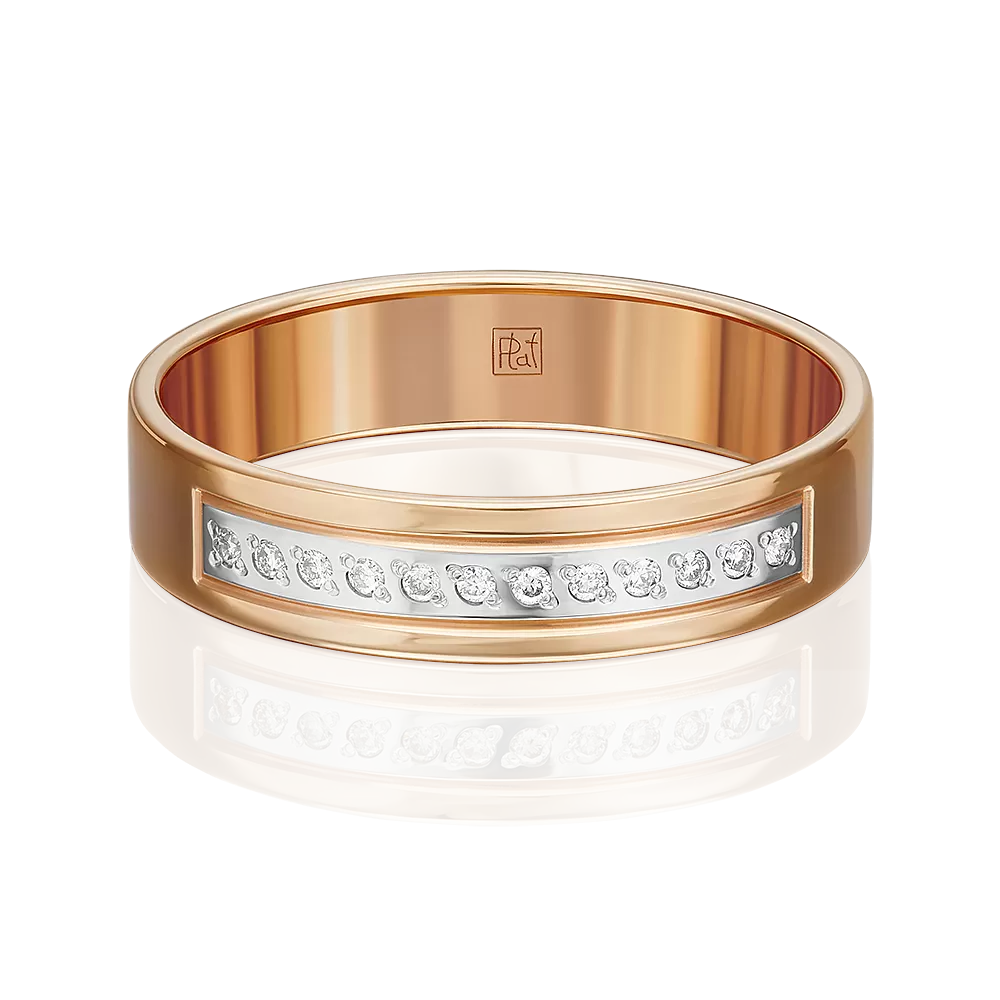 Обручальное кольцо из красного золота с бриллиантами 01-1165-00-101-1110-30